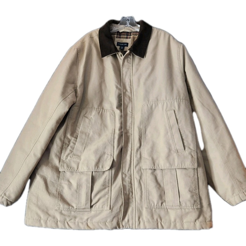 LL Bean Chore Coat Barn Jacket XXL Canvas Quilted Flannel Lined Corduroy Trim